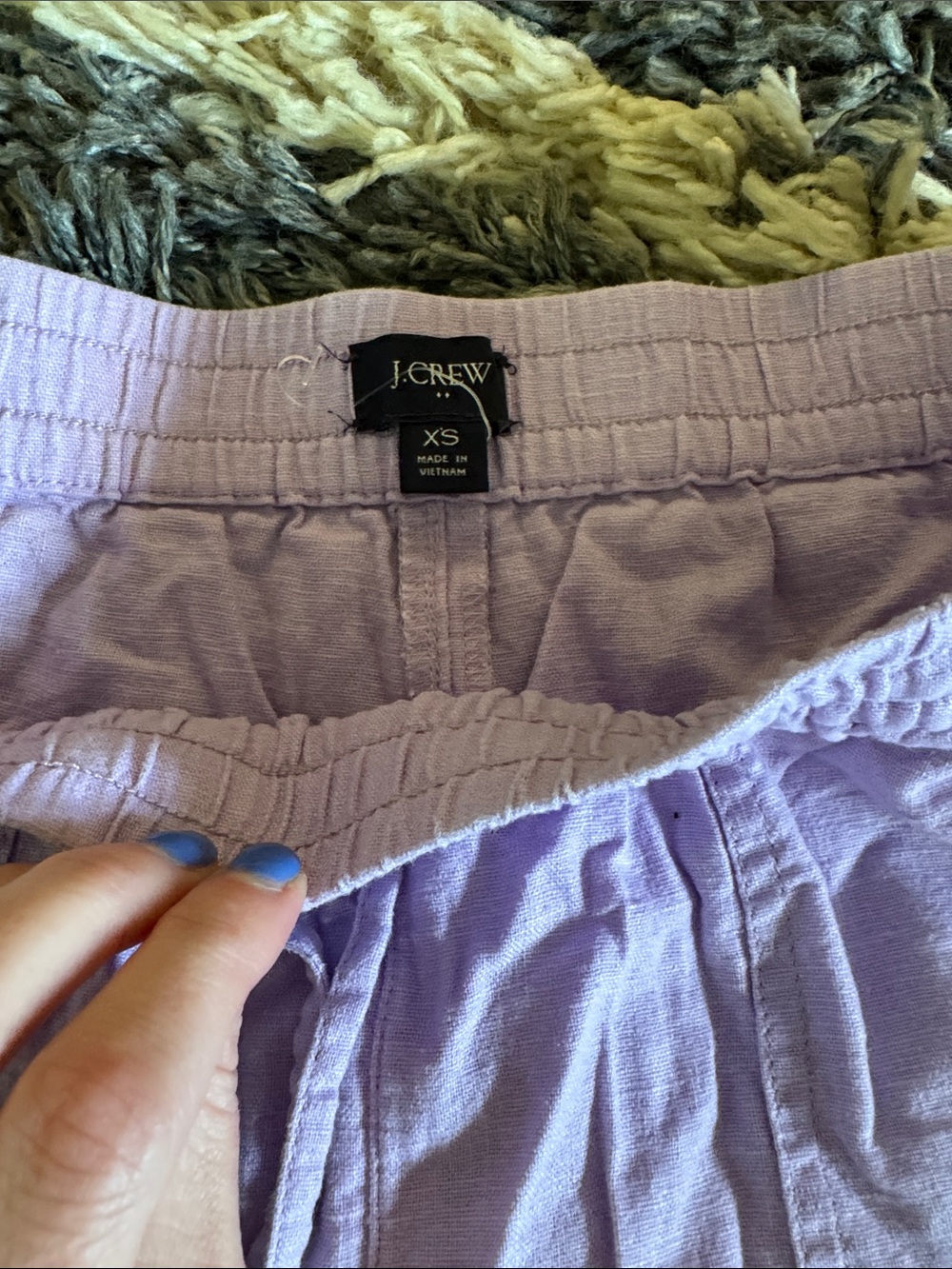 J. Crew Lavender Elastic Waist Drawstring Linen-Blend Shorts - Picture 2 of 3
